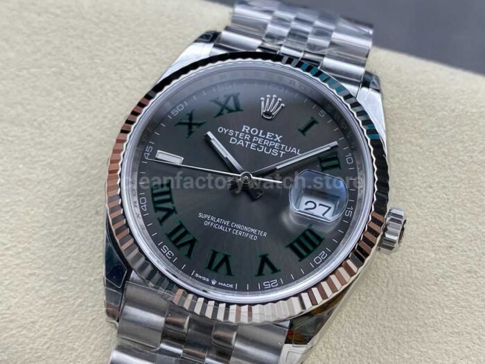 VS Factory Rolex Wimbledon Datejust 126234 0045 36mm Full 904L Roman Number Grey Dial Jubilee 2 Super Clone Watch,Clean Factory Watch