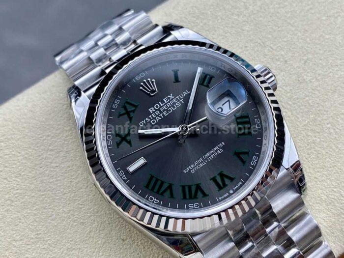 VS Factory Rolex Wimbledon Datejust 126234 0045 36mm Full 904L Roman Number Grey Dial Jubilee 7 Super Clone Watch,Clean Factory Watch
