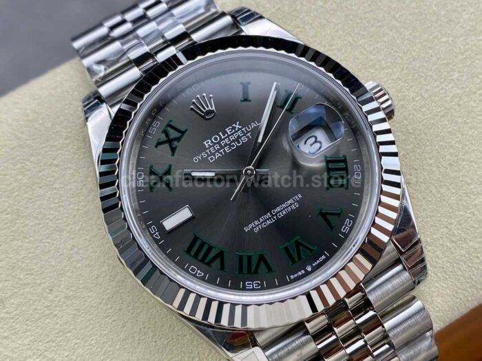 VS Factory Rolex Wimbledon Datejust 126334-0022 41mm Full 904L Roman Number Grey Dial Jubilee - Image 2
