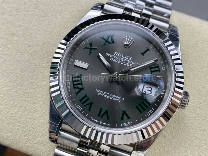VS Factory Rolex Wimbledon Datejust 126334-0022 41mm Full 904L Roman Number Grey Dial Jubilee - Image 3