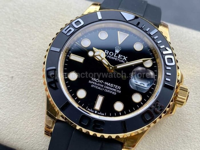 VS Factory Rolex Yacht-Master 42 226658 42mm Yellow Gold Rubber Strap Black Dial - Image 3