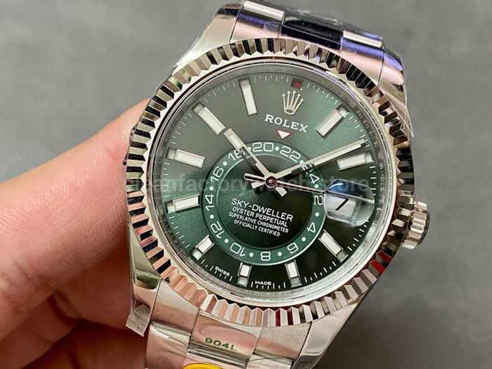 ZF Factory Rolex Sky Dweller 336934 0001 42mm White Gold904L Green Dial 6 Super Clone Watch,Clean Factory Watch