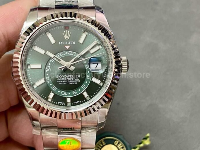 ZF Factory Rolex Sky Dweller 336934 0001 42mm White Gold904L Green Dial 9 Super Clone Watch,Clean Factory Watch
