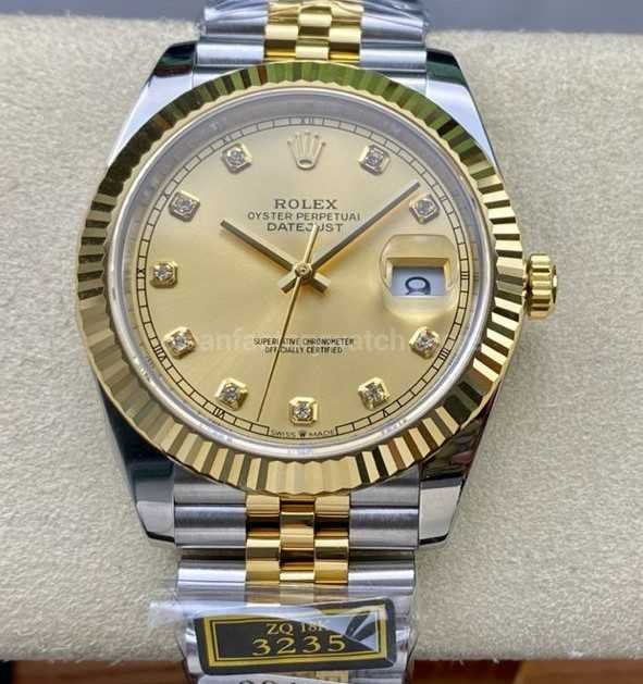ZQ Factory Rolex Datejust 126333-0012 41mm Half Yellow Gold Diamond Champagne Dial Jubilee