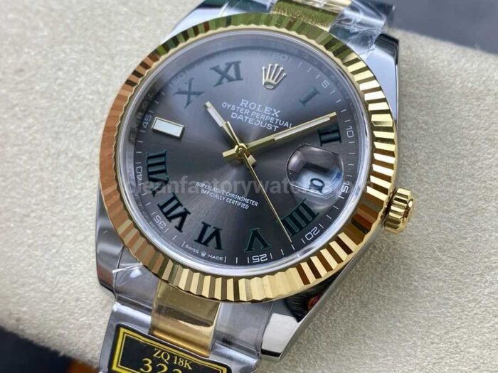 ZQ Factory Rolex Datejust 126333-0019 41mm Half Yellow Gold Roman Numerals Wimbledon Grey Dial - Image 3