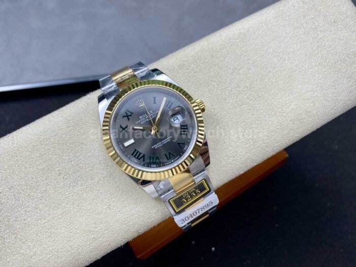 ZQ Factory Rolex Datejust 126333-0019 41mm Half Yellow Gold Roman Numerals Wimbledon Grey Dial - Image 4