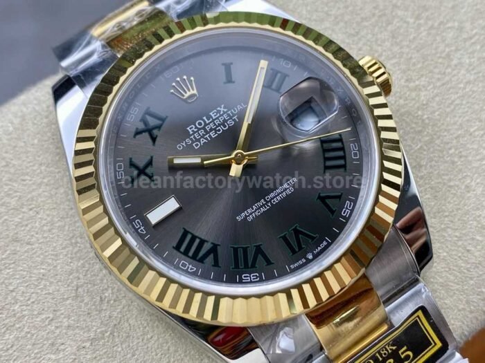 ZQ Factory Rolex Datejust 126333-0019 41mm Half Yellow Gold Roman Numerals Wimbledon Grey Dial - Image 2