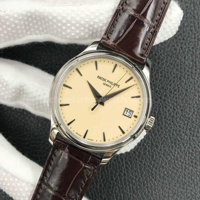 3K Factory Patek Philippe Calatrava 5227G 001 39mm White Gold Leather Strap Champagne Dial 2 Super Clone Watch,Clean Factory Watch