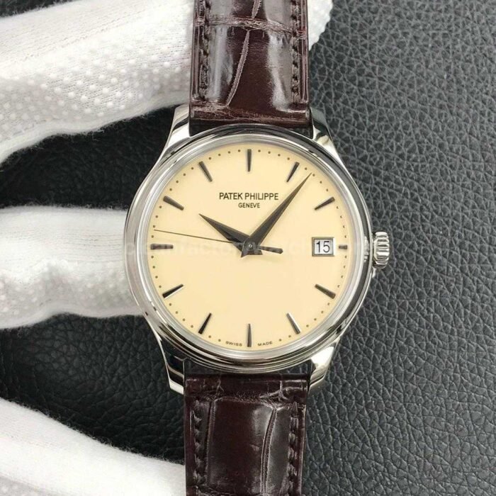 3K Factory Patek Philippe Calatrava 5227G 001 39mm White Gold Leather Strap Champagne Dial 5 Super Clone Watch,Clean Factory Watch