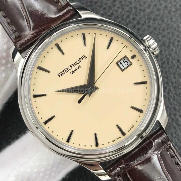3K Factory Patek Philippe Calatrava 5227G 001 39mm White Gold Leather Strap Champagne Dial 6 Super Clone Watch,Clean Factory Watch