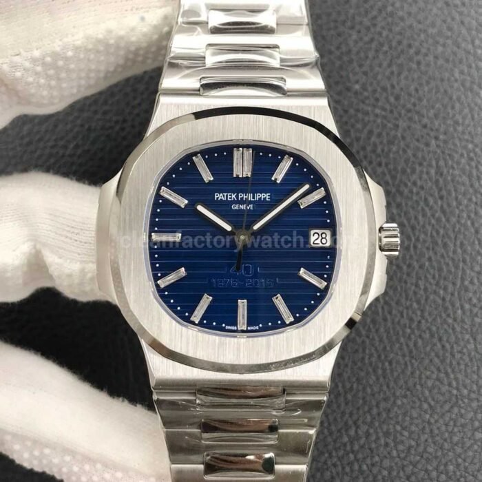 3K Factory Patek Philippe Nautilus 40th Anniversary Nautilus Platinum 40mm 5711 1P Blue Dial 1 Super Clone Watch,Clean Factory Watch