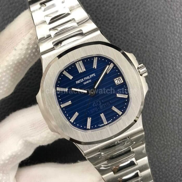3K Factory Patek Philippe Nautilus 40th Anniversary Nautilus Platinum 40mm 5711 1P Blue Dial 5 Super Clone Watch,Clean Factory Watch