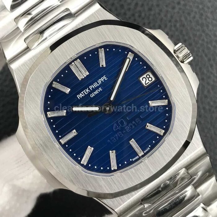 3K Factory Patek Philippe Nautilus 40th Anniversary Nautilus Platinum 40mm 5711 1P Blue Dial 6 Super Clone Watch,Clean Factory Watch