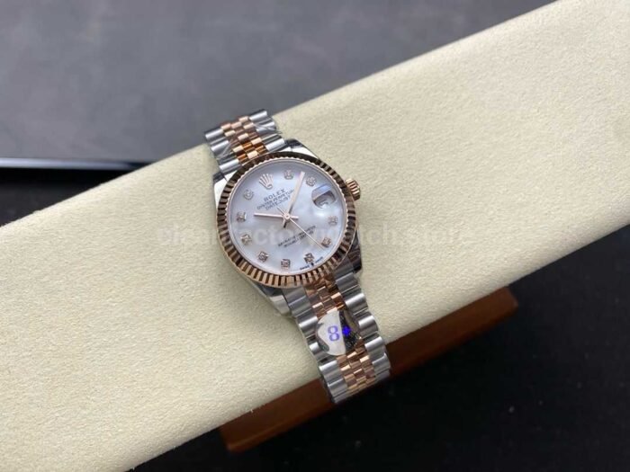 8 Factory Rolex counterweight Datejust 278271 0026 31mm Half Rose Gold Diamond Mother Of pearl Dial 8 Super Clone Watch,Clean Factory Watch
