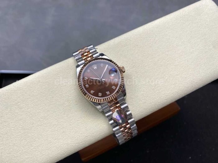 8 Factory Rolex counterweight Datejust 278271 0028 31mm Half Rose Gold Diamond Brown Dial Jubilee 3 Super Clone Watch,Clean Factory Watch