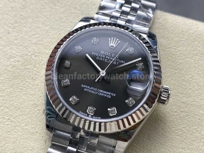 8 Factory Rolex counterweight Datejust 278274 0008 31mm Full Steel Diamond Grey Dial Jubilee 3 Super Clone Watch,Clean Factory Watch