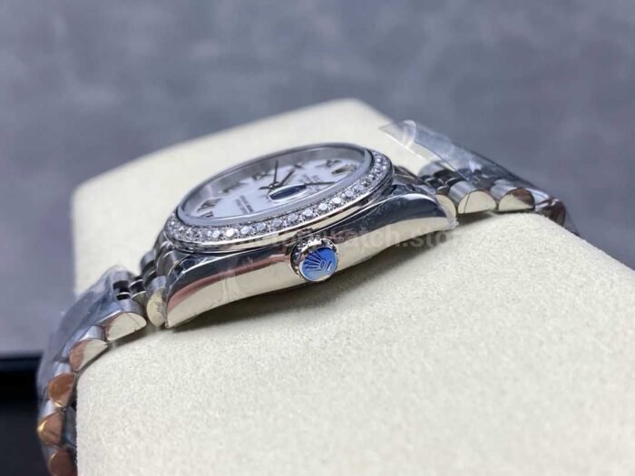 8+ Factory Rolex counterweight Datejust 278384RBR-0014 31mm Diamond White Gold Bezel Full 904L Roman Numerals White Dial Jubilee - Image 7