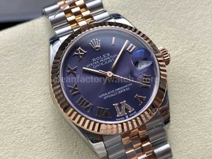 8 Factory Rolexcounterweight Datejust 278271 0020 31mm Half Rose Gold Roman Numerals Diamond 3 Super Clone Watch,Clean Factory Watch