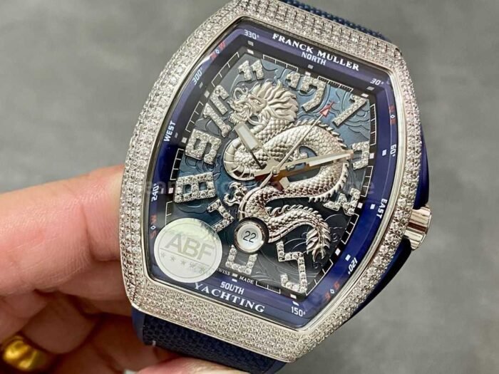 ABF Factory Franck Muller Dragon King Limited Edition Vanguard V45 44mm Diamond&Steel Rubber Strap Blue Dial - Image 3