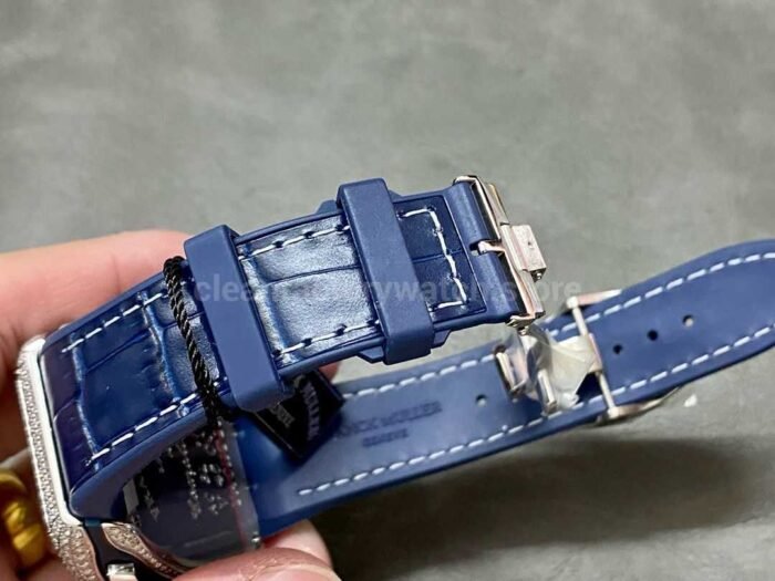 ABF Factory Franck Muller Vanguard Chronograph 44mm Diamond Titanium Rubber Strap BlueDial 5 Super Clone Watch,Clean Factory Watch