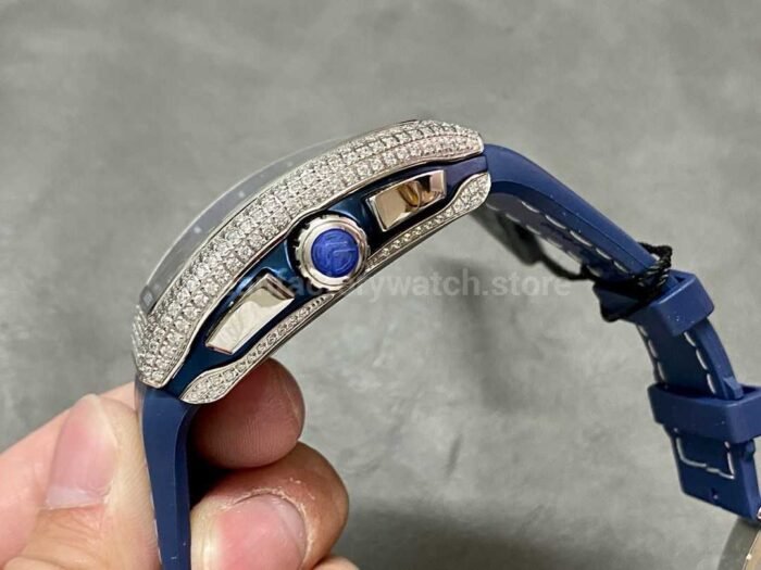 ABF Factory Franck Muller Vanguard Chronograph 44mm Diamond Titanium Rubber Strap BlueDial 6 Super Clone Watch,Clean Factory Watch