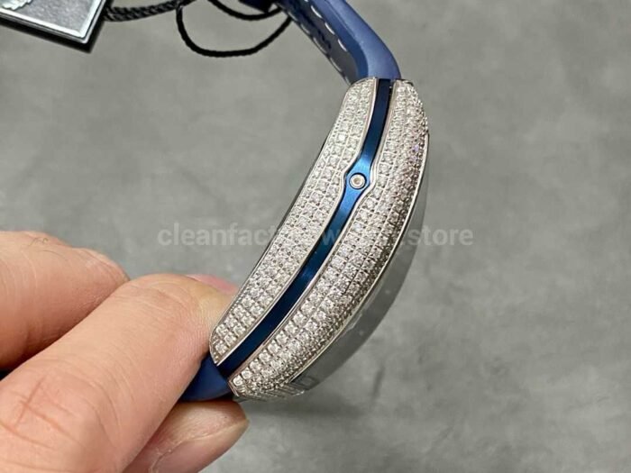 ABF Factory Franck Muller Vanguard Chronograph 44mm Diamond Titanium Rubber Strap BlueDial 8 Super Clone Watch,Clean Factory Watch