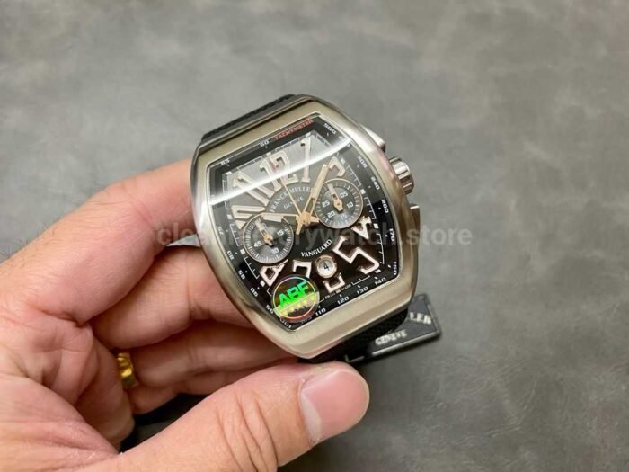 ABF Factory Franck Muller Vanguard Chronograph 44mm Steel Rubber Strap Black Dial 6 Super Clone Watch,Clean Factory Watch