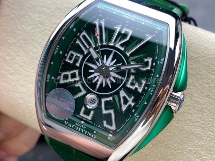 ABF Factory Franck Muller Vanguard V 45 SC DT YACHT 45mm Steel Rubber Strap Arabic Numerals Green 7 Super Clone Watch,Clean Factory Watch