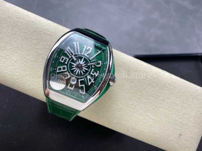 ABF Factory Franck Muller Vanguard V 45 SC DT YACHT 45mm Steel Rubber Strap Arabic Numerals Green D 1 Super Clone Watch,Clean Factory Watch