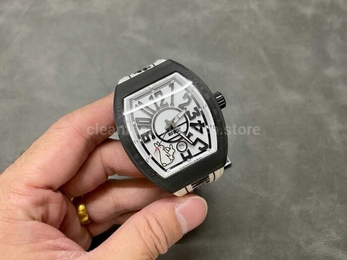 ABF Factory Franck Muller Vanguard V45 44mm Carbon fiber Rubber Strap White Dial - Image 4