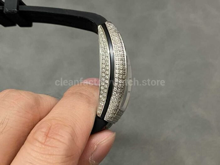ABF Factory Franck Muller Vanguard V45 44mm Diamond Titanium Leather Strap Black Dial 6 Super Clone Watch,Clean Factory Watch