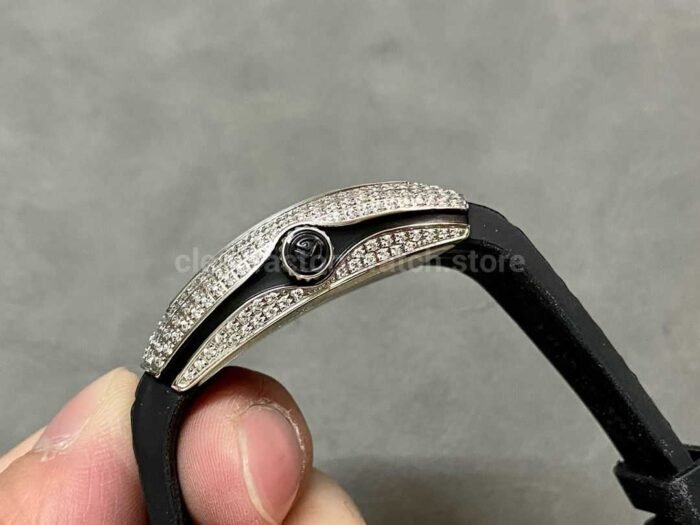 ABF Factory Franck Muller Vanguard V45 44mm Diamond Titanium Leather Strap Black Dial 7 Super Clone Watch,Clean Factory Watch