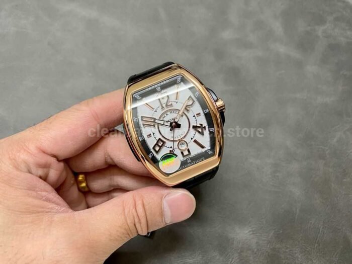 ABF Factory Franck Muller Vanguard V45 44mm Rose Gold Rubber Strap Black Dial 1 Super Clone Watch,Clean Factory Watch
