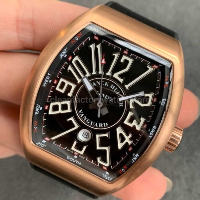 ABF Factory Franck Muller Vanguard V45 44mm Rose Gold Rubber Strap Black Dial 6 1 Super Clone Watch,Clean Factory Watch