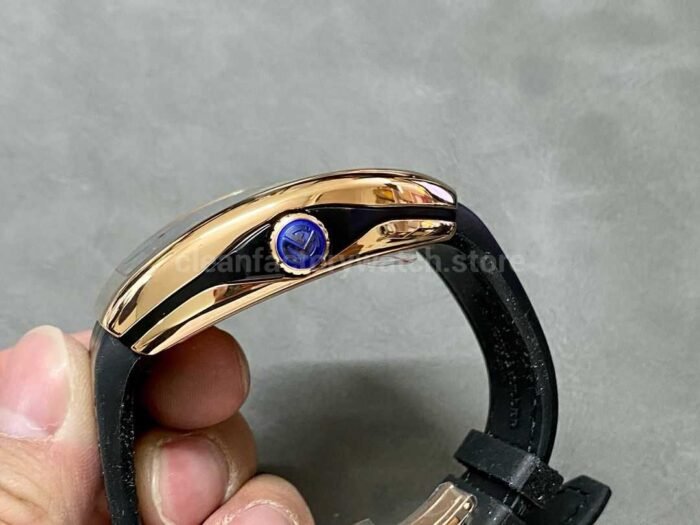 ABF Factory Franck Muller Vanguard V45 44mm Rose Gold Rubber Strap Black Dial 8 Super Clone Watch,Clean Factory Watch