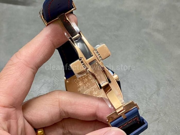 ABF Factory Franck Muller Vanguard V45 44mm Rose Gold Rubber Strap Blue Dial 1 Super Clone Watch,Clean Factory Watch