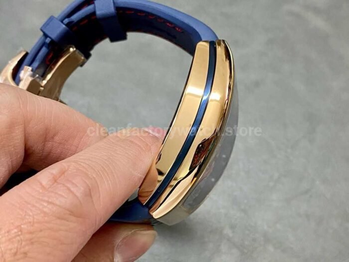 ABF Factory Franck Muller Vanguard V45 44mm Rose Gold Rubber Strap Blue Dial 3 Super Clone Watch,Clean Factory Watch