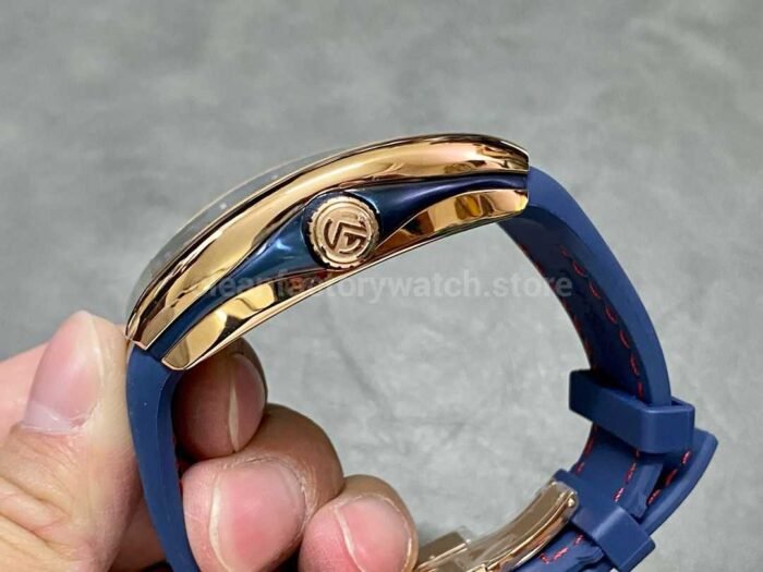 ABF Factory Franck Muller Vanguard V45 44mm Rose Gold Rubber Strap Blue Dial 5 Super Clone Watch,Clean Factory Watch