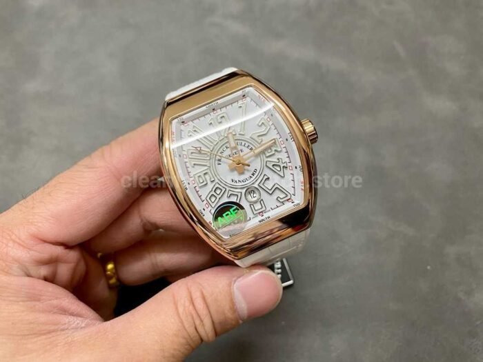 ABF Factory Franck Muller Vanguard V45 44mm Rose Gold Rubber Strap White Dial 2 Super Clone Watch,Clean Factory Watch