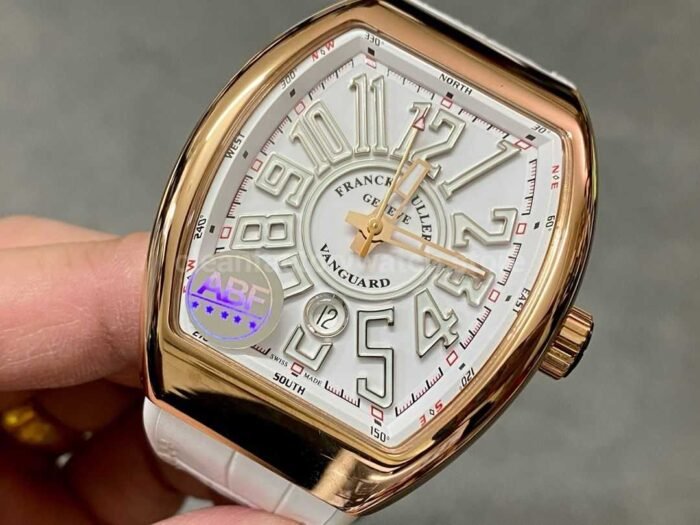 ABF Factory Franck Muller Vanguard V45 44mm Rose Gold Rubber Strap White Dial 5 Super Clone Watch,Clean Factory Watch