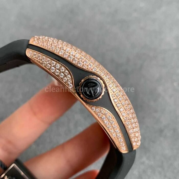 ABF Factory Franck Muller Vanguard V45 44mm Rose GoldDiamond Rubber Strap Black Dial 7 Super Clone Watch,Clean Factory Watch