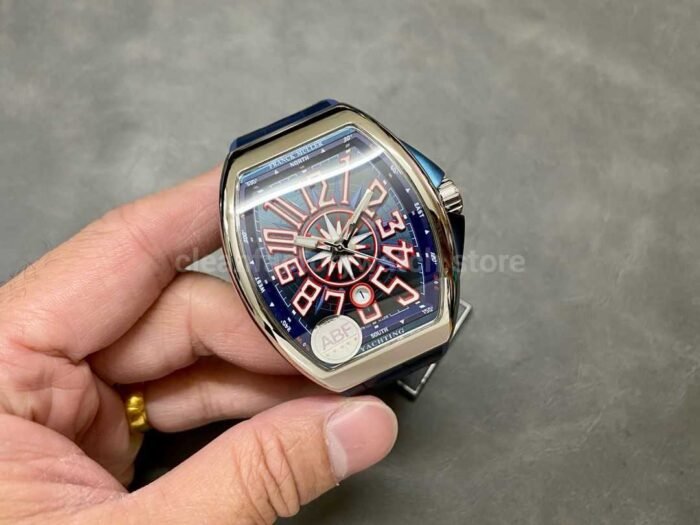 ABF Factory Franck Muller Vanguard V45 44mm Steel Rubber Strap Blue Dial 7 Super Clone Watch,Clean Factory Watch