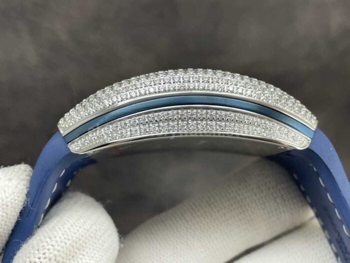ABF Factory Franck Muller Vanguard V45 44mm SteelDiamond Rubber Strap Blue Dial 2 Super Clone Watch,Clean Factory Watch