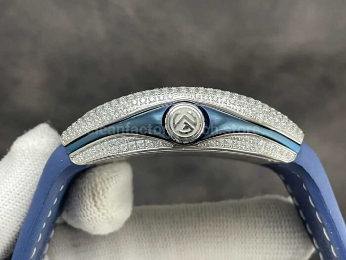 ABF Factory Franck Muller Vanguard V45 44mm SteelDiamond Rubber Strap Blue Dial 8 Super Clone Watch,Clean Factory Watch