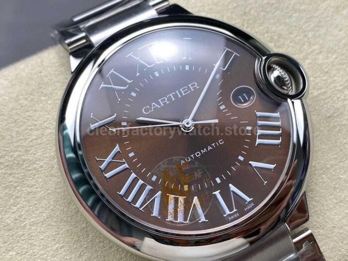 AF Factory Cartier Ballon Bleu 42mm Full Steel Roman Numerals Brown Dial - Image 2