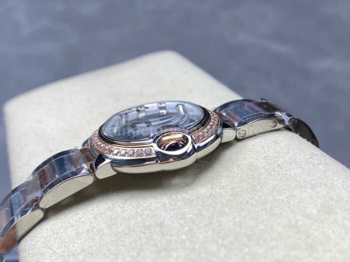 AF Factory Cartier Ballon Bleu W3BB0025 28mm Diamond Bezel Rose GoldSteel Roman Numerals&Diamond Silver Dial - Image 7