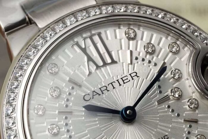 AF Factory Cartier Ballon Bleu W4BB0035 33mm Diamond Bezel Full Steel Diamond&Roman Numerals Silver Dial - Image 4