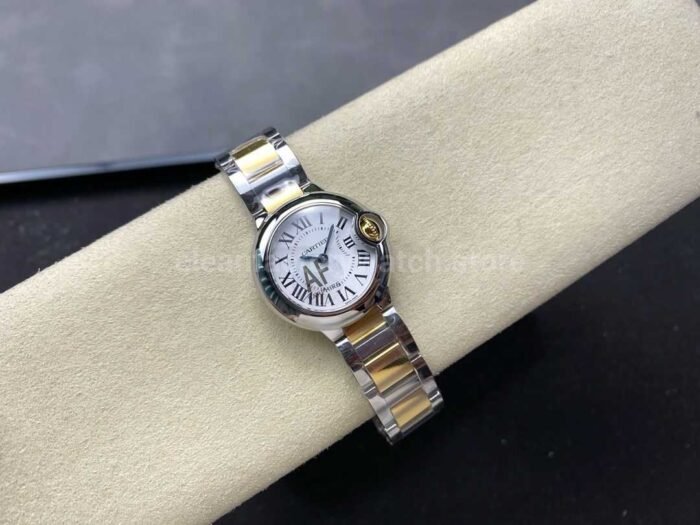 AF Factory Cartier Ballon Bleu W69007Z3 28mm GoldSteel Roman Numerals Silver Dial 4 Super Clone Watch,Clean Factory Watch