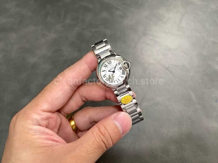 AF Factory Cartier Ballon Bleu W69010Z4 28mm Full Steel Roman Numerals Silver Dial - Image 4