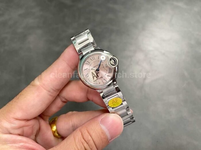 AF Factory Cartier Ballon Bleu W6920034 28mm Full Steel Roman Numerals Pink Dial - Image 4